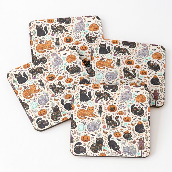 Item preview, Cute Halloween Black Cats Seamless Pattern designed and sold by Iampoji.