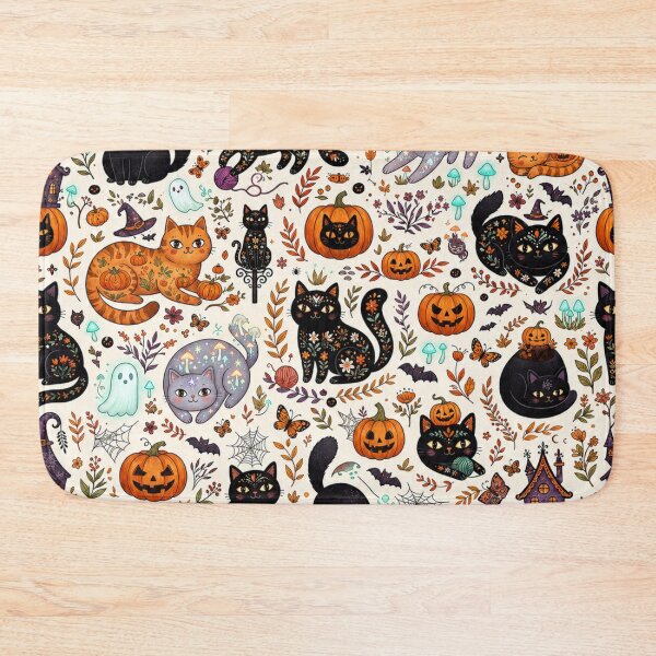 Item preview, Cute Halloween Black Cats Seamless Pattern designed and sold by Iampoji.