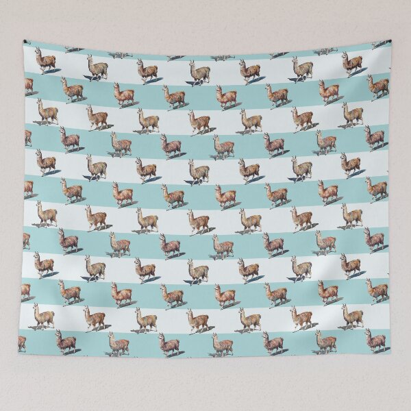 Item preview, Watercolor Llamas over Sky and Cream designed and sold by Lidra Zehcnas.