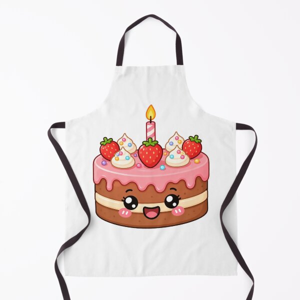 Item preview, Cute Kawaii Birthday Cake Happy Strawberry Cartoon Design designed and sold by Seculinator.