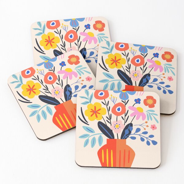 Item preview, Abstract Colorful Flowers Orange Vase Boho Botanical designed and sold by FaizArtShop.