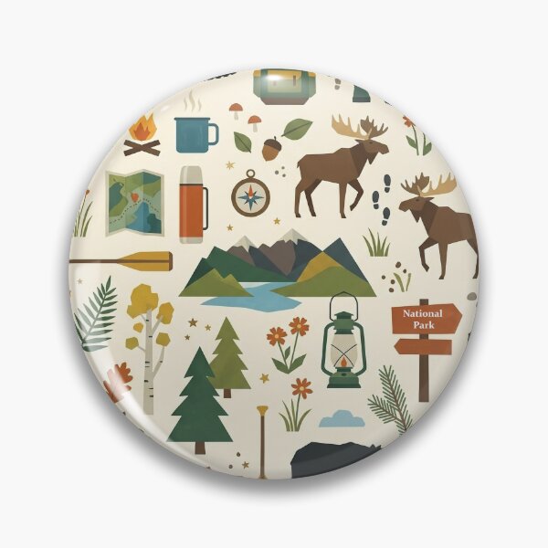 Item preview, Mountain Adventure & Camping Seamless Pattern | Retro Americana Nature Design designed and sold by OpenDreamArts.