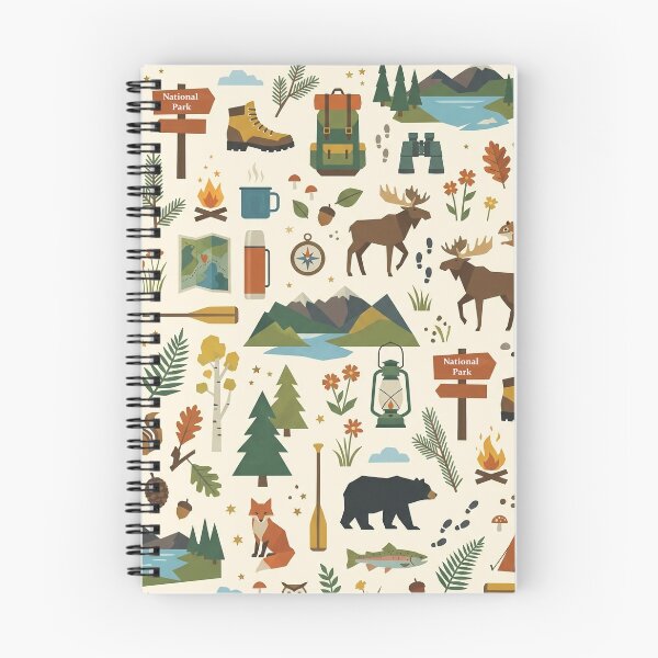 Item preview, Mountain Adventure & Camping Seamless Pattern | Retro Americana Nature Design designed and sold by OpenDreamArts.