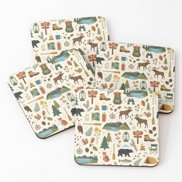 Item preview, Mountain Adventure & Camping Seamless Pattern | Retro Americana Nature Design designed and sold by OpenDreamArts.