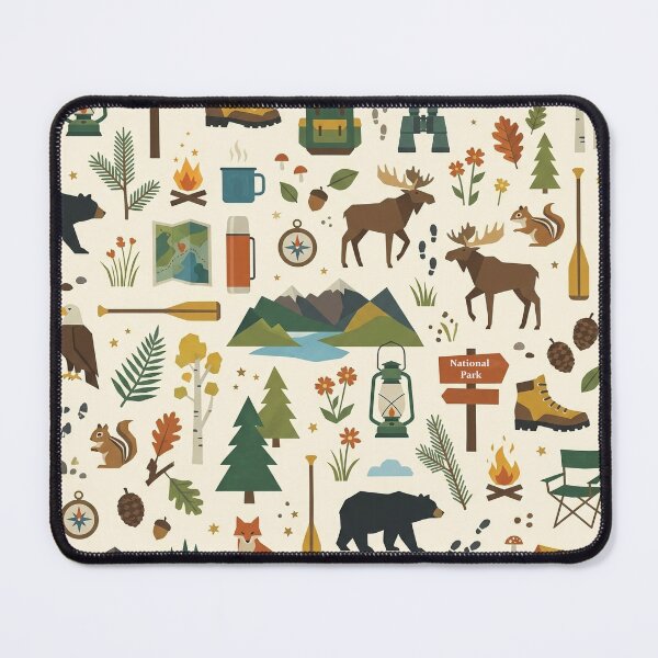 Item preview, Mountain Adventure & Camping Seamless Pattern | Retro Americana Nature Design designed and sold by OpenDreamArts.