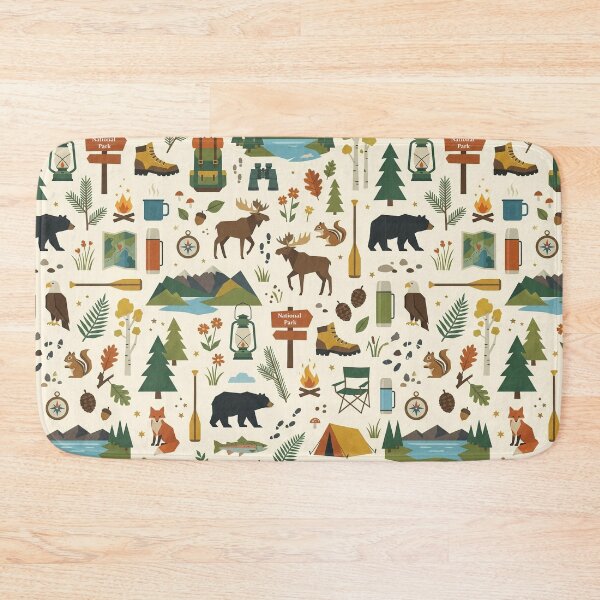 Item preview, Mountain Adventure & Camping Seamless Pattern | Retro Americana Nature Design designed and sold by OpenDreamArts.