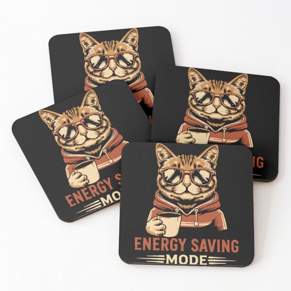 Item preview, Energy Saving Mode Funny Cat Lover Vintage Hoodie Cat With Coffee T-Shirt designed and sold by phsycartwork.