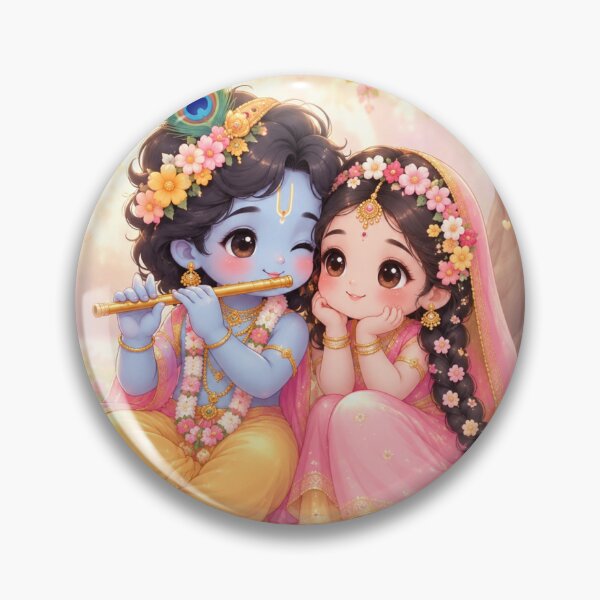 Item preview, Cute Kawaii Radha Krishna Divine Love Aesthetic Sticker designed and sold by Chinnibujji.