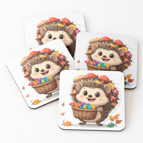 Item preview, Cute Hedgehog Collecting Alphabet Letters Instead of Mushrooms Funny Back to School Cartoon designed and sold by OksArtStudio.
