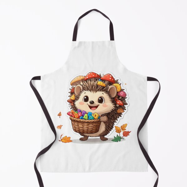 Item preview, Cute Hedgehog Collecting Alphabet Letters Instead of Mushrooms Funny Back to School Cartoon designed and sold by OksArtStudio.