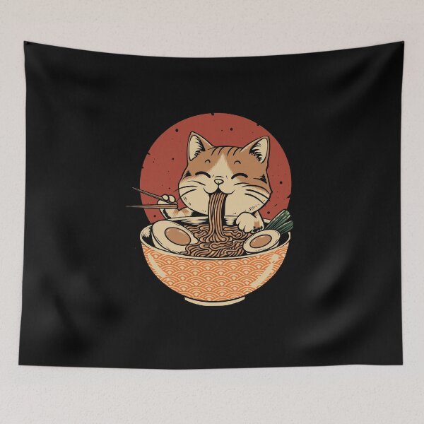 Item preview, Cute Cat Eating Ramen Funny Japanese Noodle Lover Kawaii Anime Style T-Shirt designed and sold by phsycartwork.