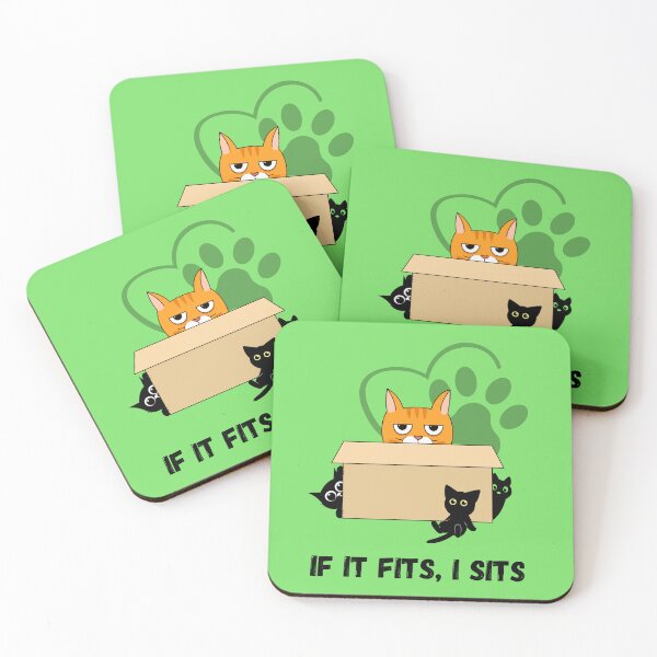 Item preview, Funny Cat Art - If It Fits I Sits Cardboard Box Meme designed and sold by AhmadAnnaPrints.