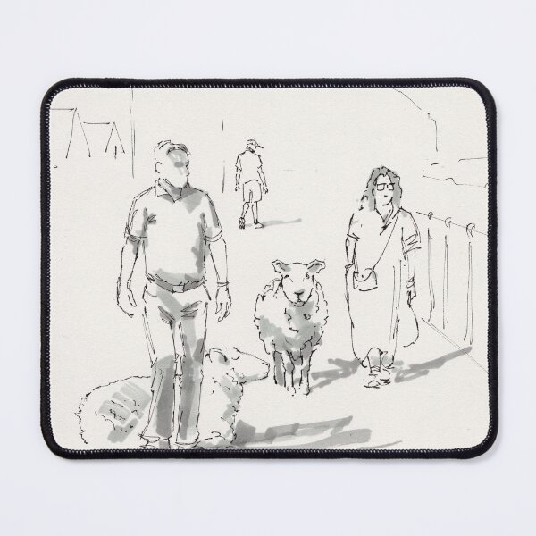Item preview, Sheep on the sidewalk drawing  designed and sold by MikeJory.