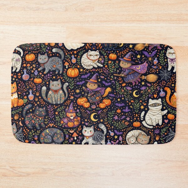 Item preview, Cute Halloween Cats Seamless Pattern designed and sold by Iampoji.