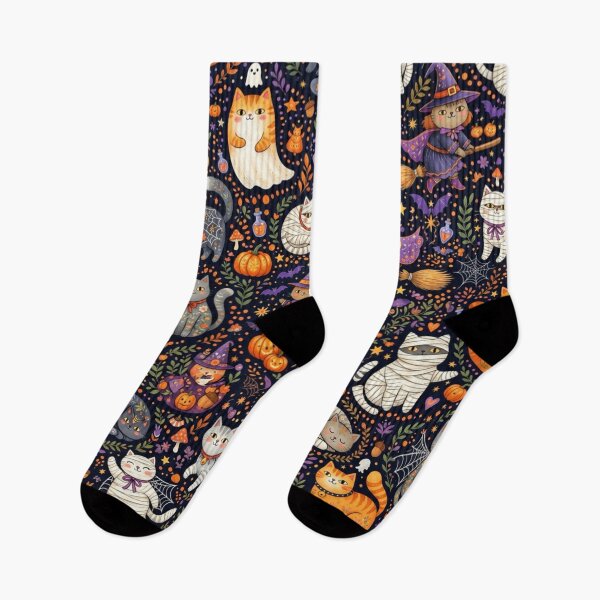 Item preview, Cute Halloween Cats Seamless Pattern designed and sold by Iampoji.