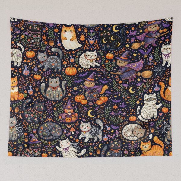 Item preview, Cute Halloween Cats Seamless Pattern designed and sold by Iampoji.