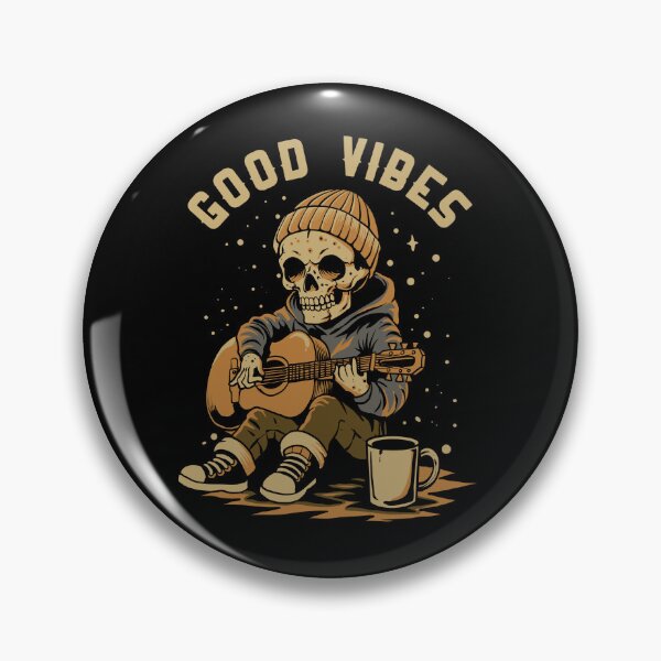 Item preview, Good Vibes Skeleton Playing Guitar Funny Vintage Musician Skull T-Shirt designed and sold by phsycartwork.