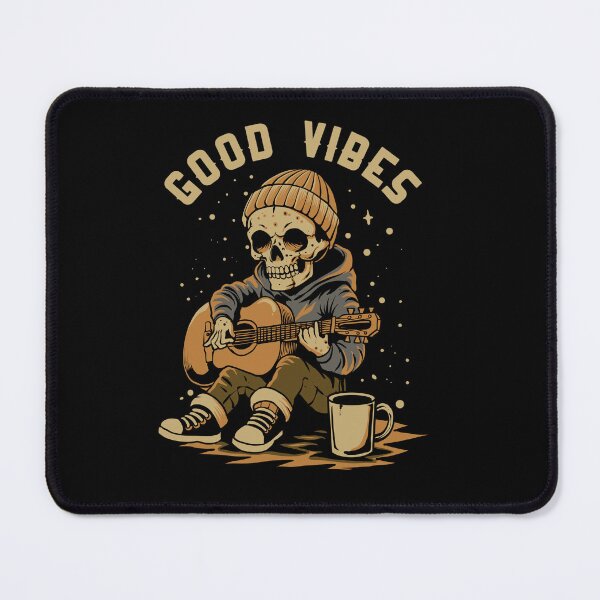 Item preview, Good Vibes Skeleton Playing Guitar Funny Vintage Musician Skull T-Shirt designed and sold by phsycartwork.