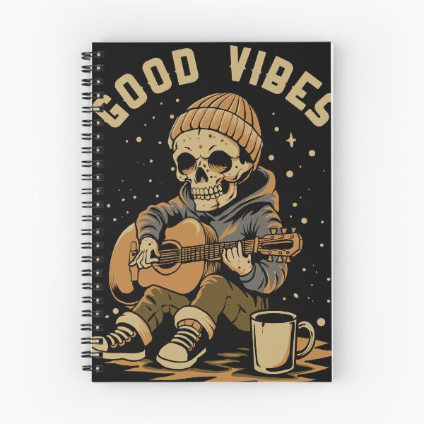 Item preview, Good Vibes Skeleton Playing Guitar Funny Vintage Musician Skull T-Shirt designed and sold by phsycartwork.