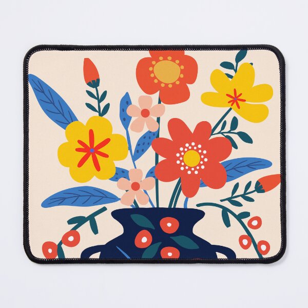 Item preview, Abstract Colorful Flowers Dark Blue Vase Boho Botanical designed and sold by FaizArtShop.