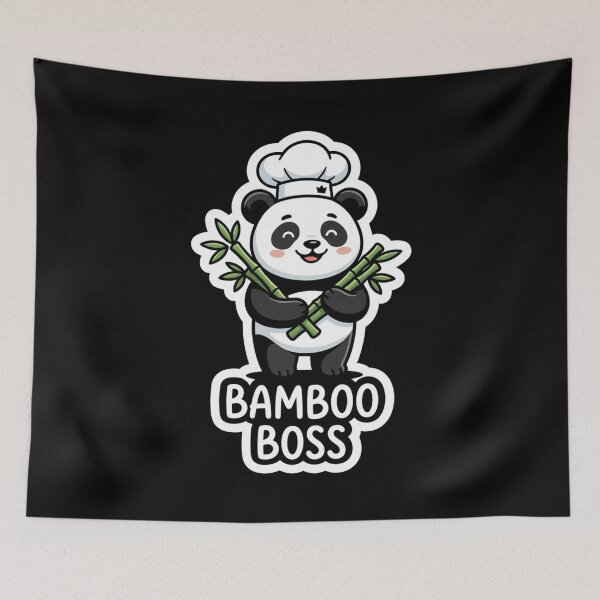 Item preview, Cute Chef Panda Bamboo Boss Illustration designed and sold by Owcomm.