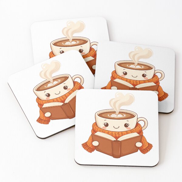 Item preview, Cute Coffee Cup Reading a Book Wrapped in a Cozy Scarf Autumn Cartoon  ?? НАЗВА designed and sold by OksArtStudio.
