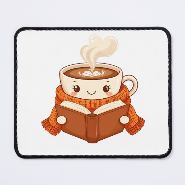 Item preview, Cute Coffee Cup Reading a Book Wrapped in a Cozy Scarf Autumn Cartoon  ?? НАЗВА designed and sold by OksArtStudio.