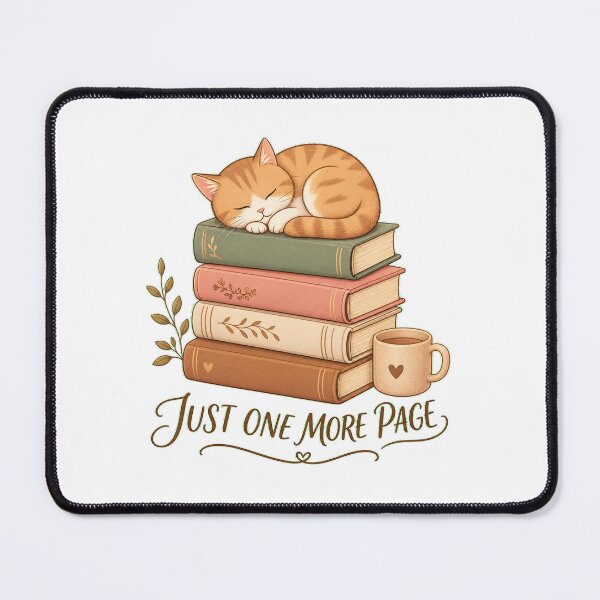 Item preview, JUST ONE MORE PAGE Cat on Books | Cozy Reading Aesthetic Design designed and sold by Ahmed Nedji.