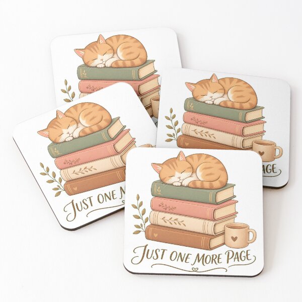 Item preview, JUST ONE MORE PAGE Cat on Books | Cozy Reading Aesthetic Design designed and sold by Ahmed Nedji.