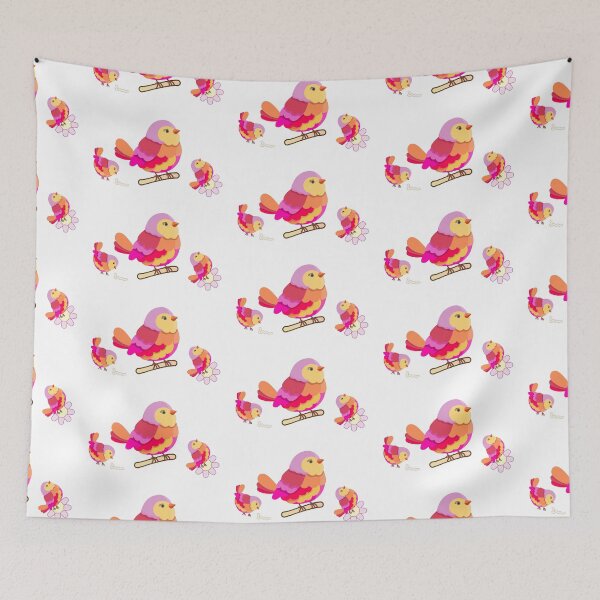 Item preview, Cute Colorful Mama Bird with Baby Birds Family designed and sold by MigWhimsy.