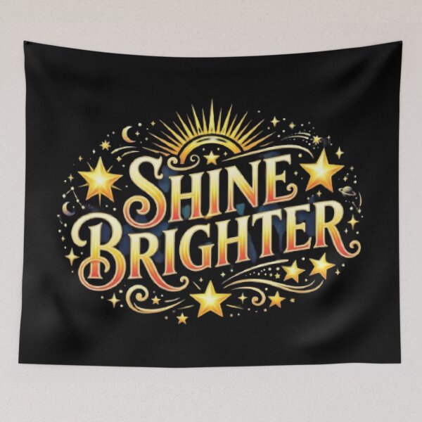 Item preview, Shine Brighter Motivational Typography T-Shirt | Celestial Positive Quote | Colorful Inspirational Graphic Tee designed and sold by Faisal  Shah.