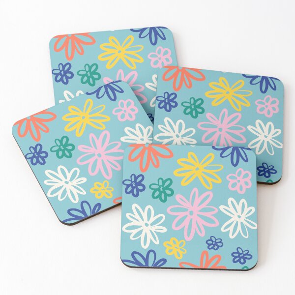 Item preview, Abstract Colorful Doodle Flowers Light Blue Boho designed and sold by FaizArtShop.
