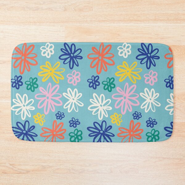 Item preview, Abstract Colorful Doodle Flowers Light Blue Boho designed and sold by FaizArtShop.