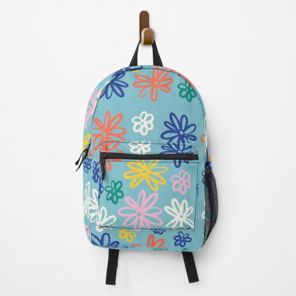 Item preview, Abstract Colorful Doodle Flowers Light Blue Boho designed and sold by FaizArtShop.