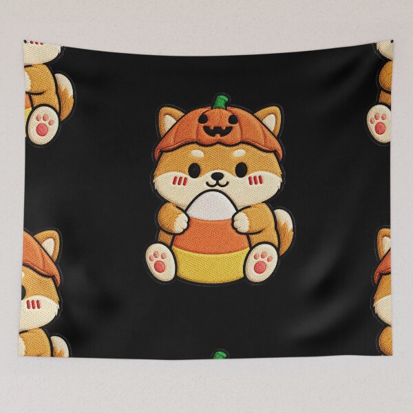 Item preview, Pumpkin Shiba Inu Hugging Candy Corn designed and sold by ColorSplash123.