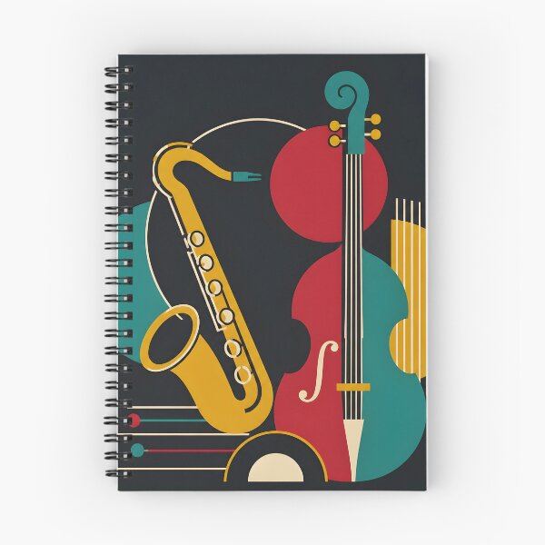 Item preview, Minimalist Jazzy Architecture Art Print | Mid Century Concrete Modern Jazz Poster | Geometric Saxophone and Double Bass Canvas designed and sold by SergioMiklos.