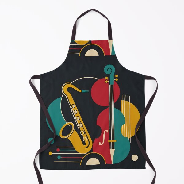 Item preview, Minimalist Jazzy Architecture Art Print | Mid Century Concrete Modern Jazz Poster | Geometric Saxophone and Double Bass Canvas designed and sold by SergioMiklos.