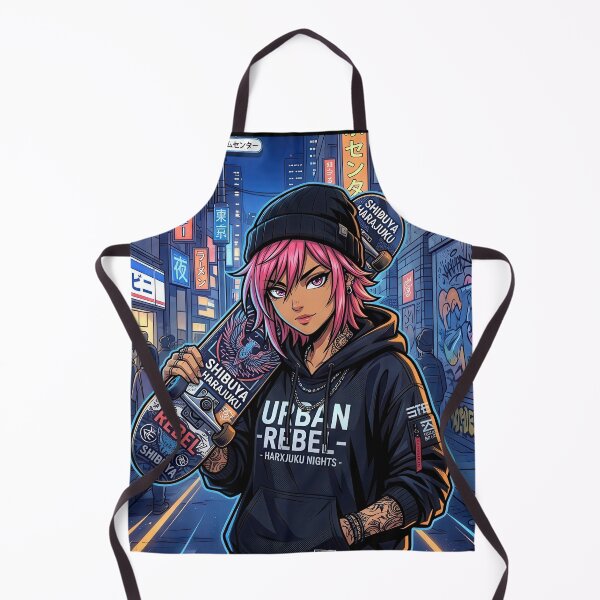 Item preview, Harajuku Streetwear Anime Skater Girl Cyberpunk Neon Alley designed and sold by DigitalArtx-com.