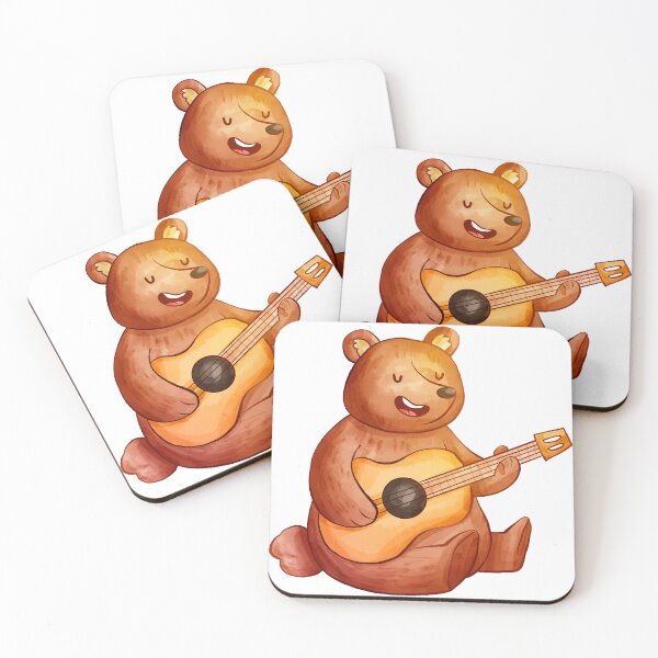 Item preview, Cute bear playing acoustic guitar designed and sold by NAMASTHE WORLD.