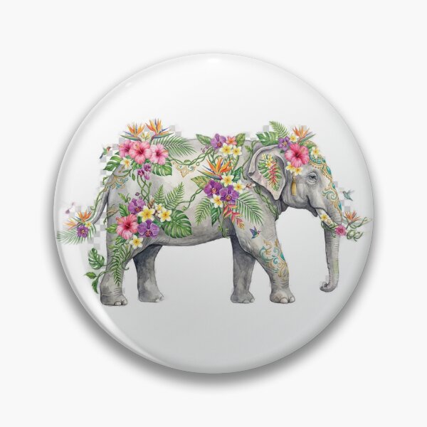 Item preview, Elephant Decorated with Tropical Flowers Art designed and sold by GrzywaM.