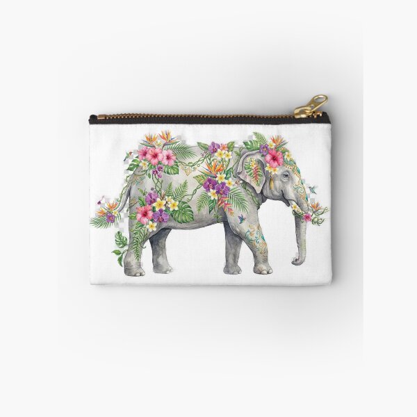Item preview, Elephant Decorated with Tropical Flowers Art designed and sold by GrzywaM.