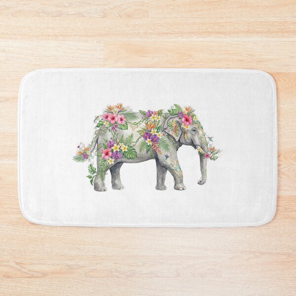 Item preview, Elephant Decorated with Tropical Flowers Art designed and sold by GrzywaM.