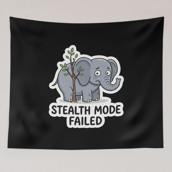 Item preview, Cute Elephant Hiding Behind Small Tree designed and sold by Owcomm.