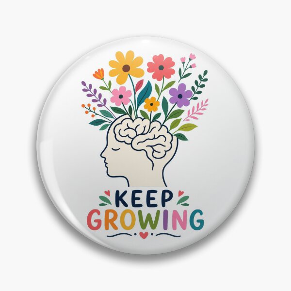 Item preview, KEEP GROWING Brain & Flowers | Mental Health Awareness Design designed and sold by Ahmed Nedji.