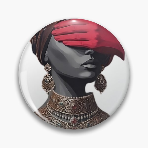 Item preview, Mysterious Woman with Red Blindfold Portrait Art designed and sold by Lovely Elen.