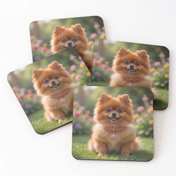Item preview, Fluffy Pomeranian Dog Portrait in a sunny garden designed and sold by Sofiko Morena.