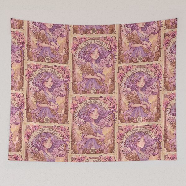Item preview, Virgo Zodiac Goddess Aesthetic Art – Angelic Virgo Energy Illustration designed and sold by RSDigitalPrintDesign.