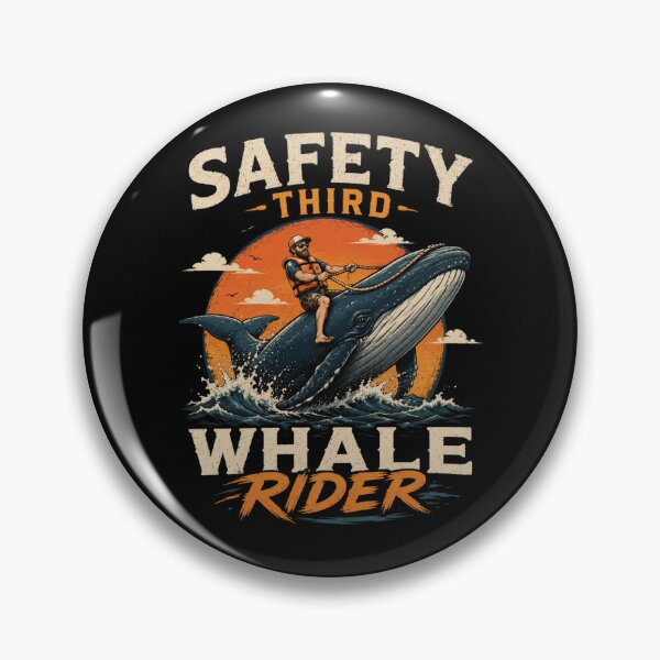 Item preview, Safety Third Whale Rider Funny Ocean Design – Vintage Surf Humor T-Shirt & Sticker designed and sold by Artimax-Studio.