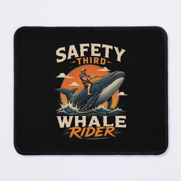 Item preview, Safety Third Whale Rider Funny Ocean Design – Vintage Surf Humor T-Shirt & Sticker designed and sold by Artimax-Studio.