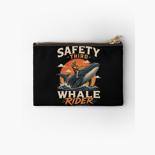 Item preview, Safety Third Whale Rider Funny Ocean Design – Vintage Surf Humor T-Shirt & Sticker designed and sold by Artimax-Studio.